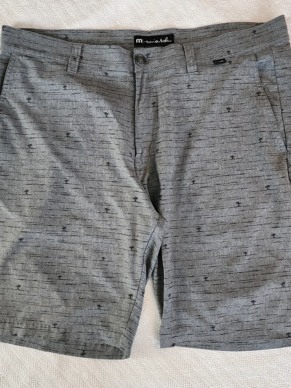 Travis Mathew Men's Heather Gray Micro Palm Flat-Front Shorts